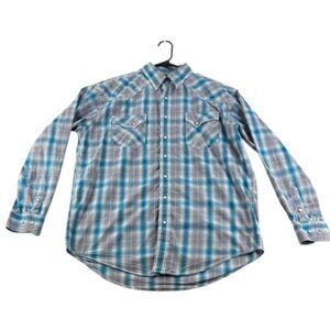 Panhandle Pear Snap Shirt Blue Gray Size L
